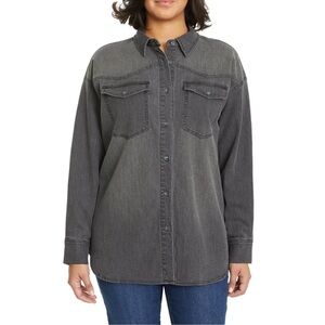 Gloria Vanderbilt Charcoal Button-Up Shirt